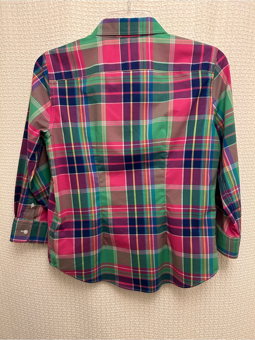 Chaps Plaid Button-Down Shirt - Green, Pink & Navy - Picture 2 of 3